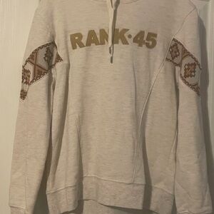 Rank 45 Cream Hoodie with Brown Pattern